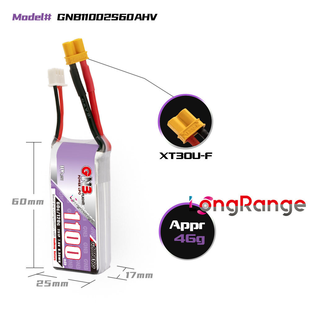 GNB 1100mAh 2S 3S 4S 6S 60C/12 - Lipo Battery 4S recensie en prijs