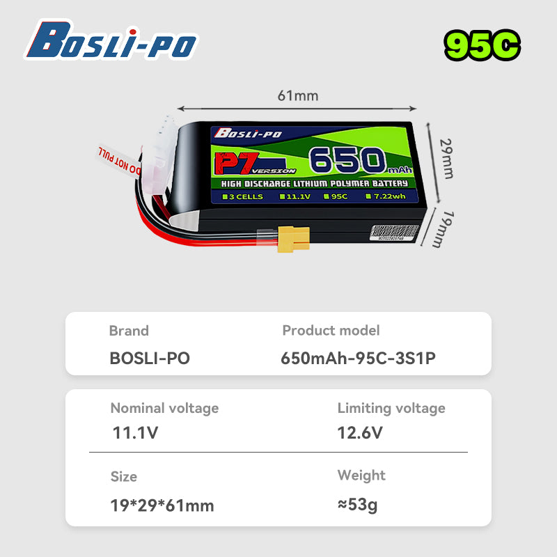 Boslipo P7 Versie 650mAh 95C L - Lipo Battery 4S recensie en prijs